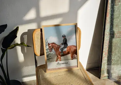 Póster conmemorativo caballo con foto y nombre