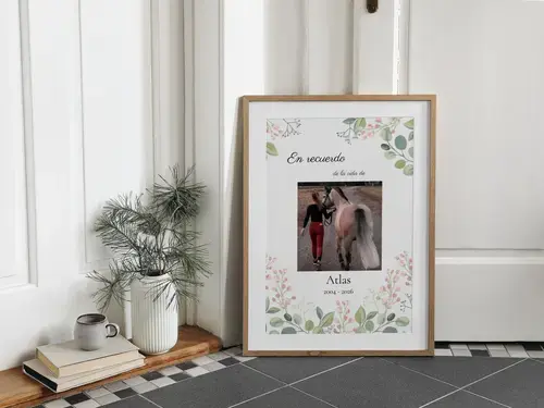 Póster conmemorativo caballo con foto y nombre