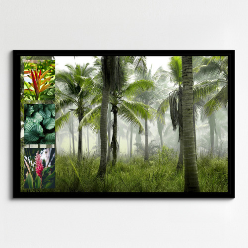 Collage de fotos de naturaleza crea e imprime premium plantas, palmeras y selva tropical