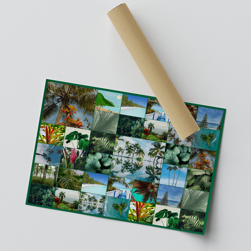 Collage de fotos de naturaleza crea e imprime premium plantas, palmeras y selva tropical