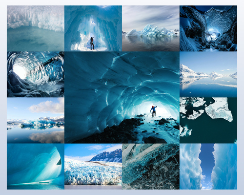 Crea tu collage de naturaleza: dunas, glaciares y cuevas de hielo con impresión premium