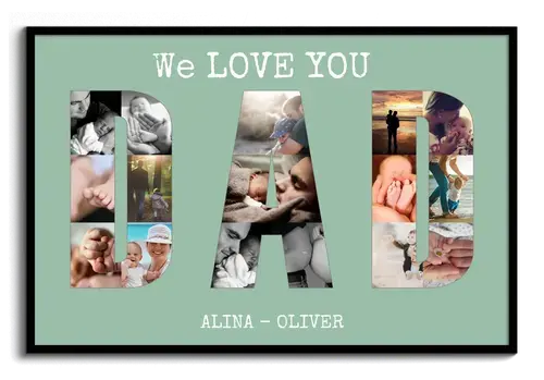 Regalo personalizado con foto Dia del Padre con letras DAD WE LOVE YOU