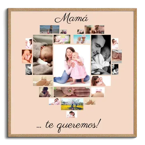Regalo personalizado Mama fotos en forma de corazon con mensaje MAMA TE QUEREMOS