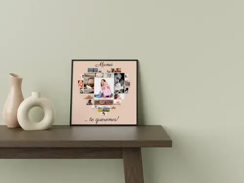 Collage Corazón Mamá "Te queremos"