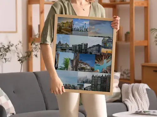 Collage de fotos de viaje: ciudades y monumentos