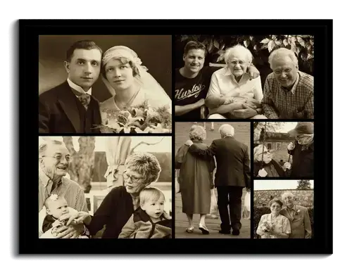 Efecto sepia en collage de fotos con imagenes antiguas de familia