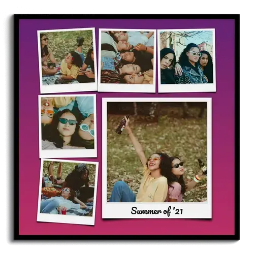 Collage de fotos vistoso con fotos polaroid y fondo genial