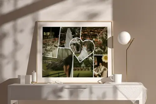 Collage scrapbook boda estilo limpio