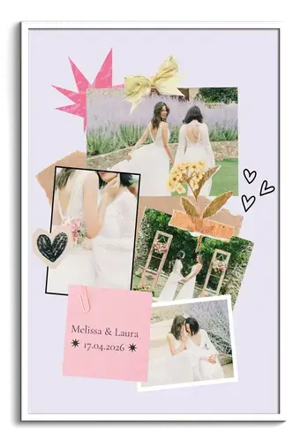 Collage scrapbook romántica de boda