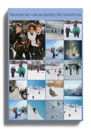 Collage invernal: paisajes, familia y esquí