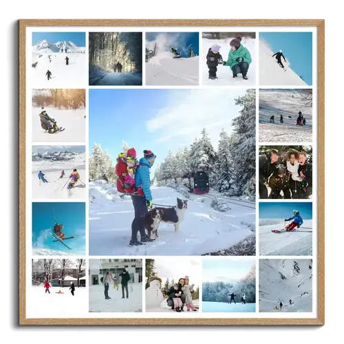 Collage invernal: paisajes, familia y esquí