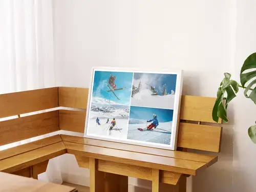 Collage invernal: paisajes, familia y esquí