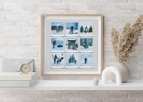 Collage invernal: paisajes, familia y esquí