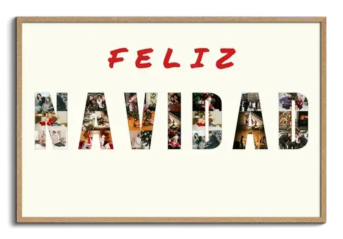 Collage de fotos navideño con texto personalizable