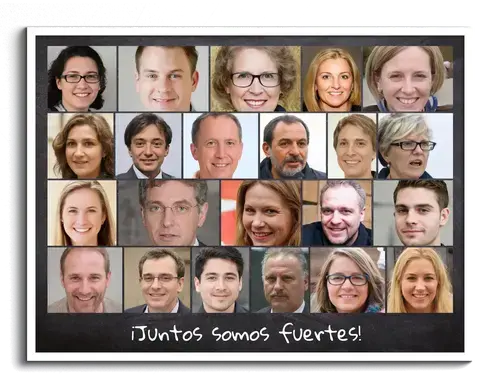Foto de equipo o foto de grupo como collage con etiqueta