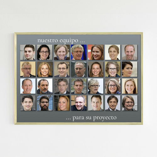 Fotocollage con fotos de todos los empleados como foto de equipo