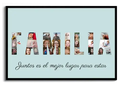 Crea tu collage "FAMILIA" con fotos personalizables y un toque de amor