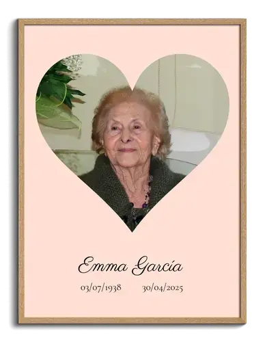 Retrato en forma de corazon para entierro