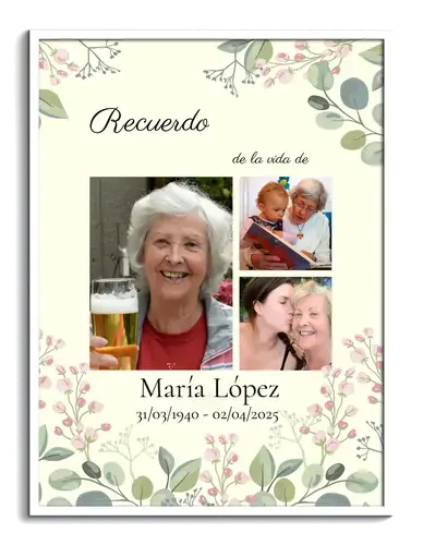 Recordar al fallecido retrato floral con tres fotos