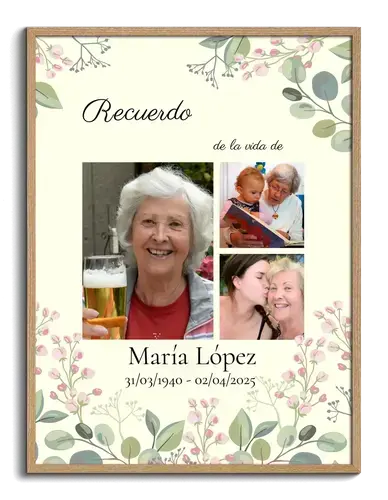 Recordar al fallecido retrato floral con tres fotos