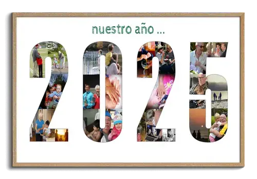 Numero del ano como collage de fotos con muchas imagenes y recuerdos