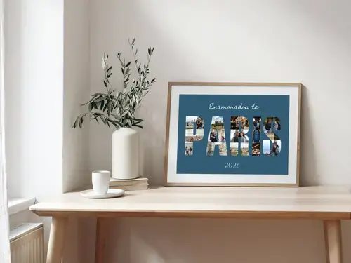 Collage de letras "París" con fotos de tus vacaciones