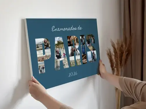 Collage de letras "París" con fotos de tus vacaciones