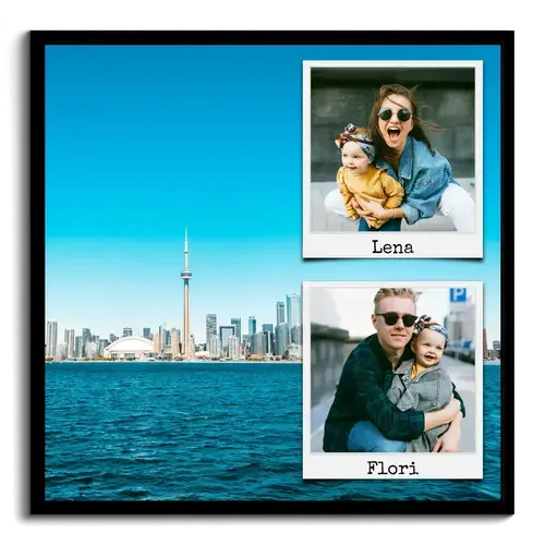 Recuerdo de vacaciones como collage de fotos moderno con polaroids
