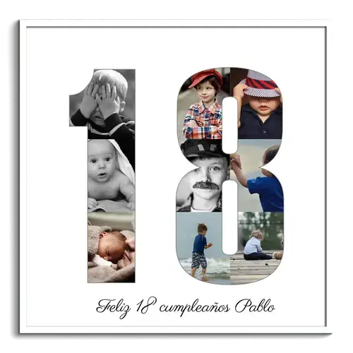 Crea tu collage personalizado de fotos en forma de "18" para un regalo especial Crea tu collage personalizado de fotos en forma de "18" para un regalo especial