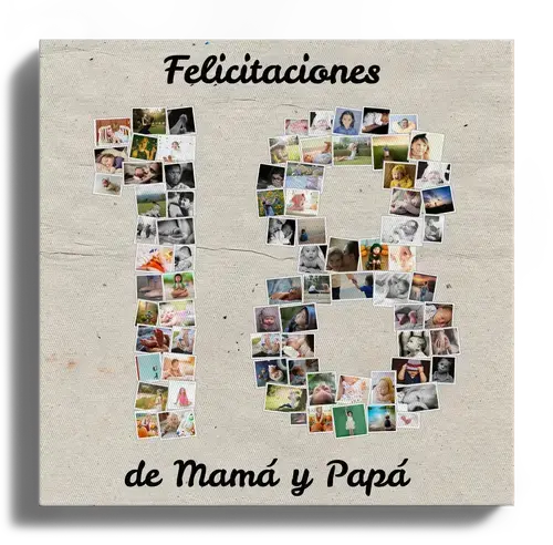 Crea tu collage personalizado de fotos en forma de "18" para un regalo especial Crea tu collage personalizado de fotos en forma de "18" para un regalo especial