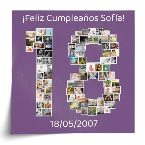Crea tu collage personalizado de fotos en forma de "18" para un regalo especial Crea tu collage personalizado de fotos en forma de "18" para un regalo especial