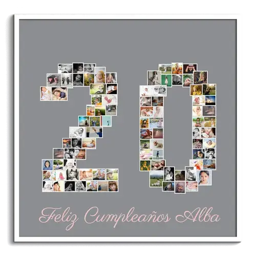 Collage de Fotos en Forma de "20" - Personaliza y Regala Recuerdos Únicos