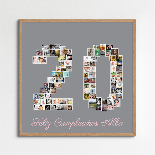 Collage de Fotos en Forma de "20" - Personaliza y Regala Recuerdos Únicos