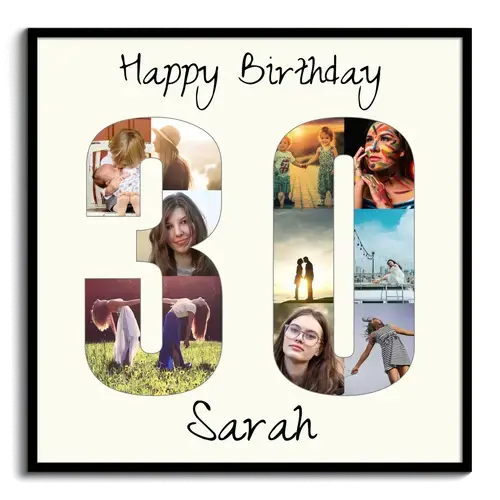 Crea un collage especial con la cifra 30 para cumpleaños o aniversarios.