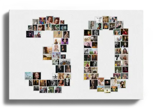 Crea un collage especial con la cifra 30 para cumpleaños o aniversarios.