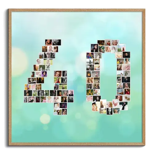Crea un collage personalizado en forma de "40" para cumpleaños o aniversarios