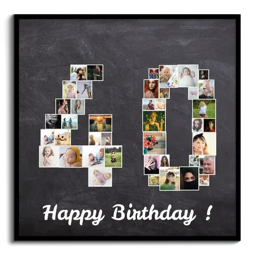 Crea un collage personalizado en forma de "40" para cumpleaños o aniversarios