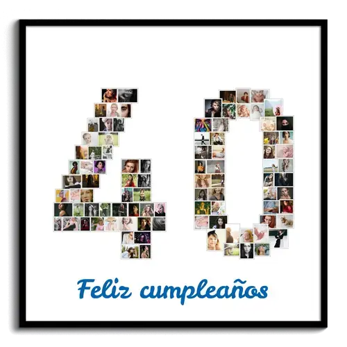 Crea un collage personalizado en forma de "40" para cumpleaños o aniversarios