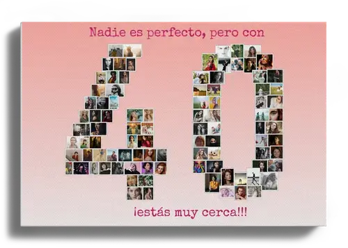 Crea un collage personalizado en forma de "40" para cumpleaños o aniversarios