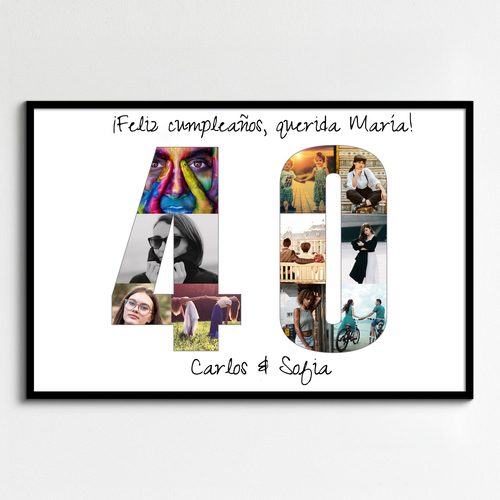 Crea un collage personalizado en forma de "40" para cumpleaños o aniversarios