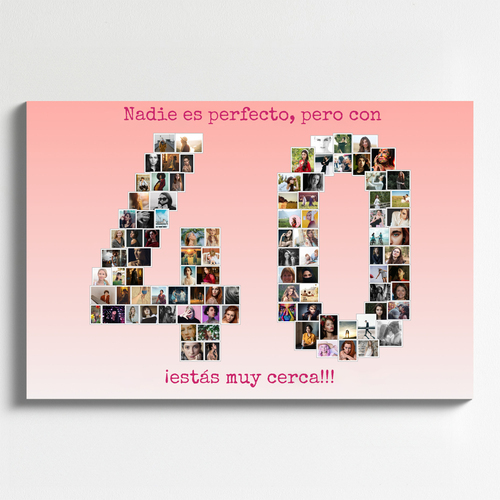 Crea un collage personalizado en forma de "40" para cumpleaños o aniversarios