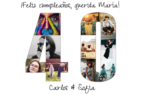 Crea un collage personalizado en forma de "40" para cumpleaños o aniversarios