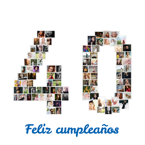 Crea un collage personalizado en forma de "40" para cumpleaños o aniversarios