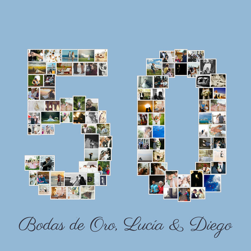 Crea tu collage de fotos personalizado para cumpleaños o bodas doradas