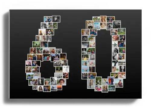 Crea un collage "60" único para un 60 cumpleaños especial o jubileo