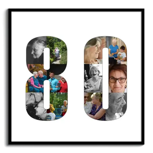 Crea un collage de números '80' para cumpleaños o aniversarios únicos