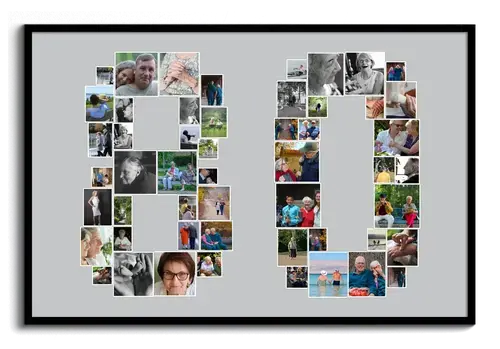 Crea un collage de números '80' para cumpleaños o aniversarios únicos