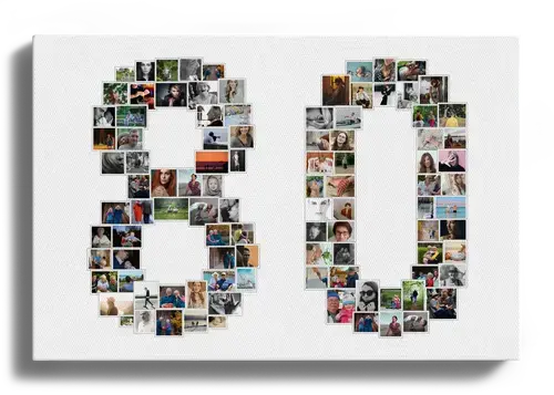 Crea un collage de números '80' para cumpleaños o aniversarios únicos Crea un collage de números '80' para cumpleaños o aniversarios únicos