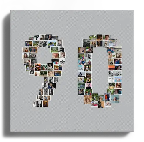 Crea un collage de fotos en forma de 90 para un regalo especial de cumpleaños