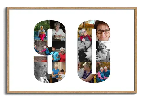 Crea un collage de fotos en forma de 90 para un regalo especial de cumpleaños